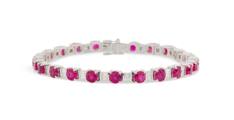 18k white gold ruby and diamond bracelet