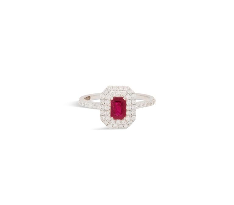 18k white gold ruby and diamond ring