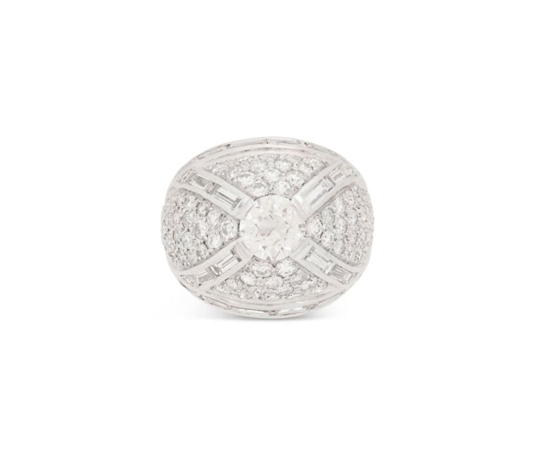 Platinum domed diamond ring