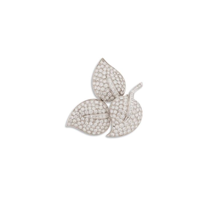 18k white gold diamond brooch