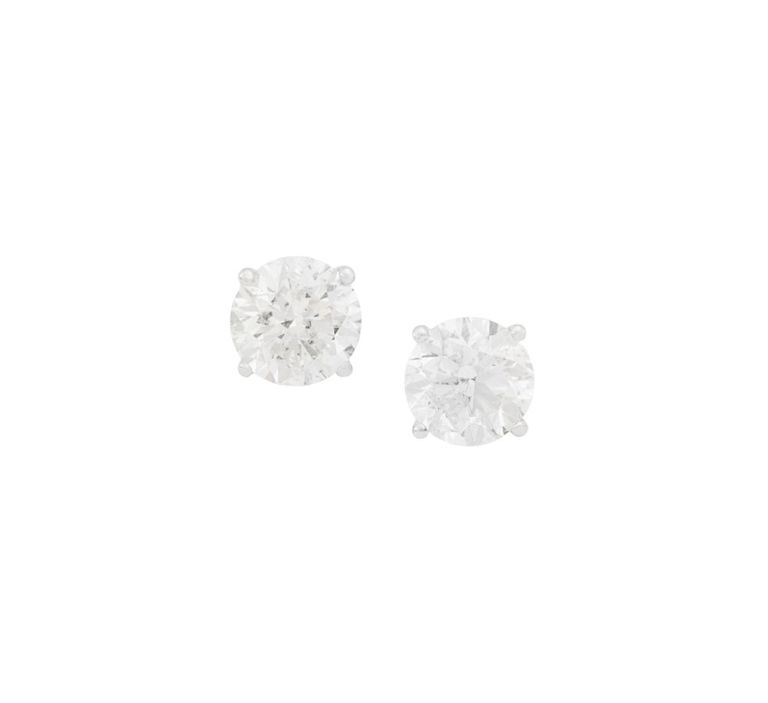 14k white gold diamond stud earrings