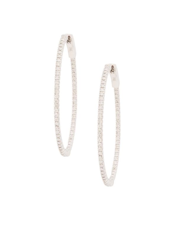 14k white gold diamond hoop earrings