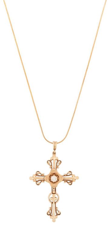 14k gold diamond cross with chain