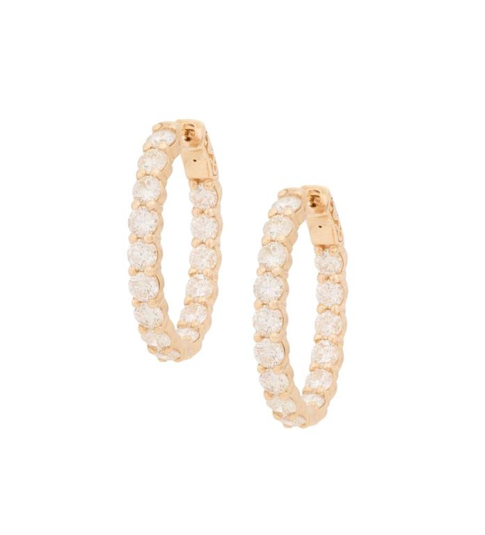 14k gold diamond hoop earrings