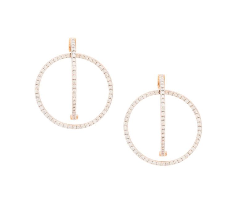 18k gold diamond double hoop earrings