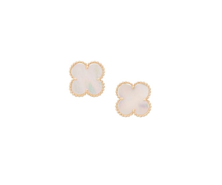 14k gold mother-of-pearl clover earrings