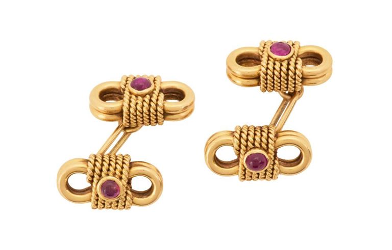 18k yellow gold ruby cufflinks