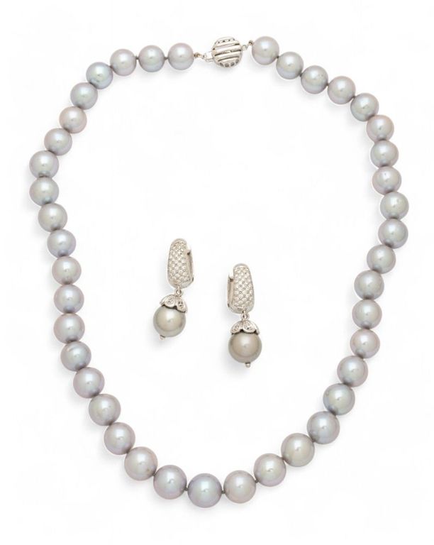 14k white gold pearl jewelry set