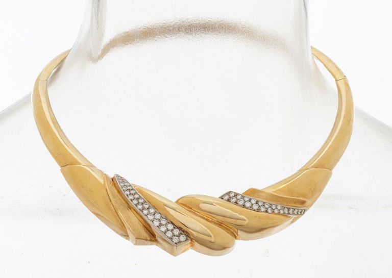 14k gold diamond choker necklace