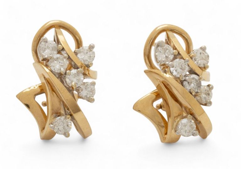 14k yellow gold diamond earrings