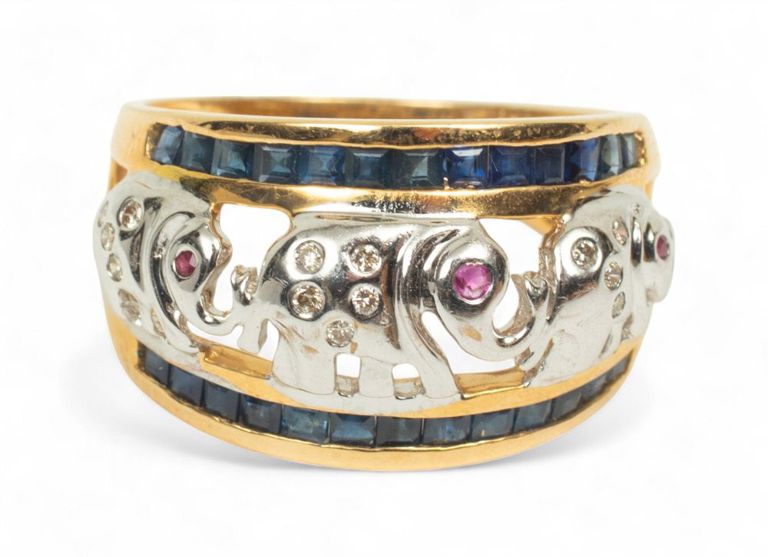 14k white and yellow gold sapphire ring