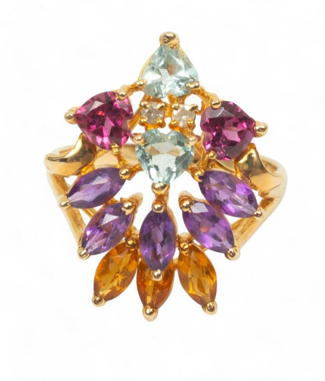14k gold multi-gemstone ring