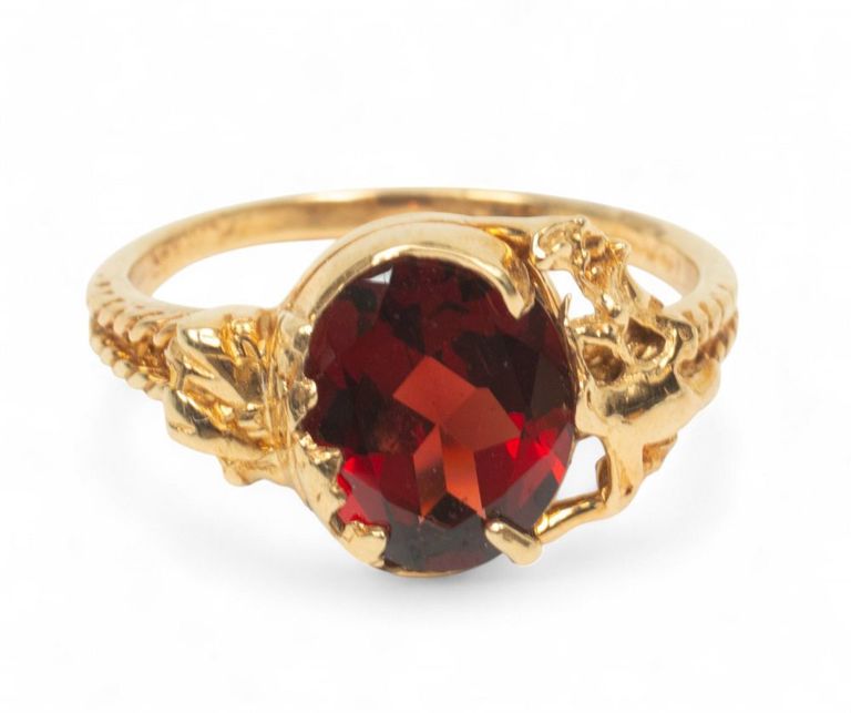14k yellow gold garnet ring