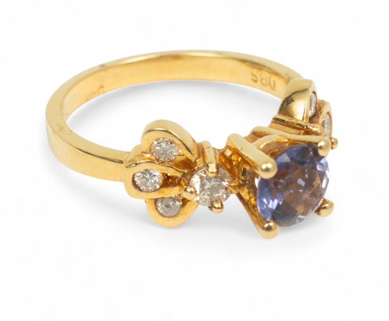 14k gold tanzanite and diamond ring