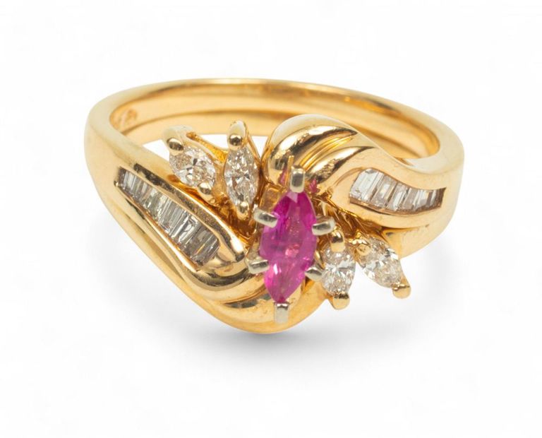 14k gold ruby and diamond ring