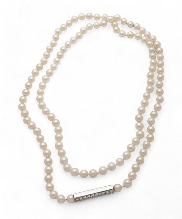 14k white gold pearl necklace