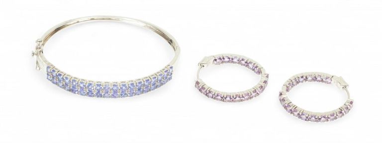 Sterling silver tanzanite jewelry set