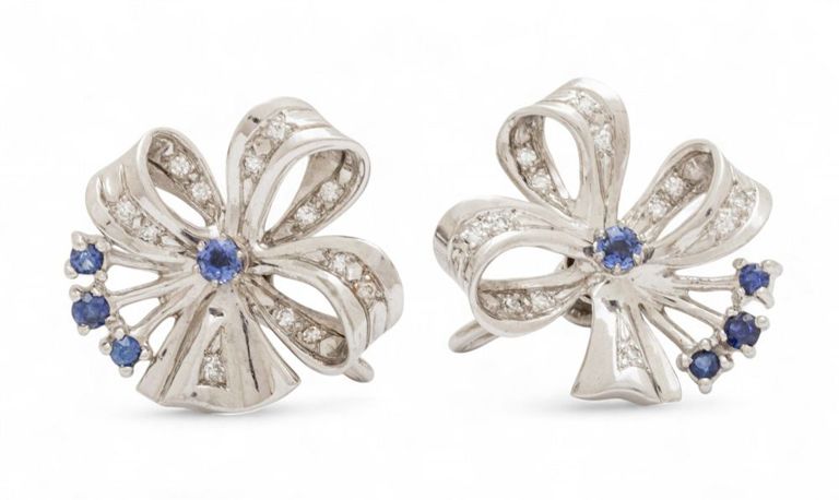 14k white gold sapphire earrings