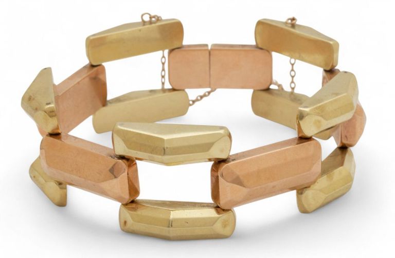 14k yellow and rose gold link bracelet
