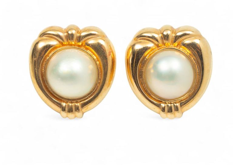 14k yellow gold pearl earrings