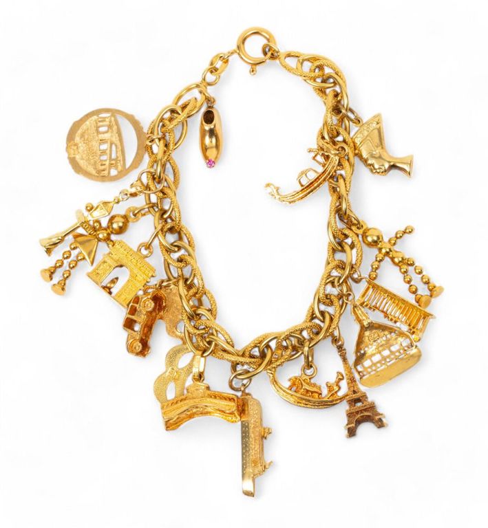 14k yellow gold charm bracelet