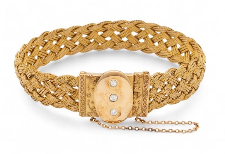 14k yellow gold diamond woven bracelet