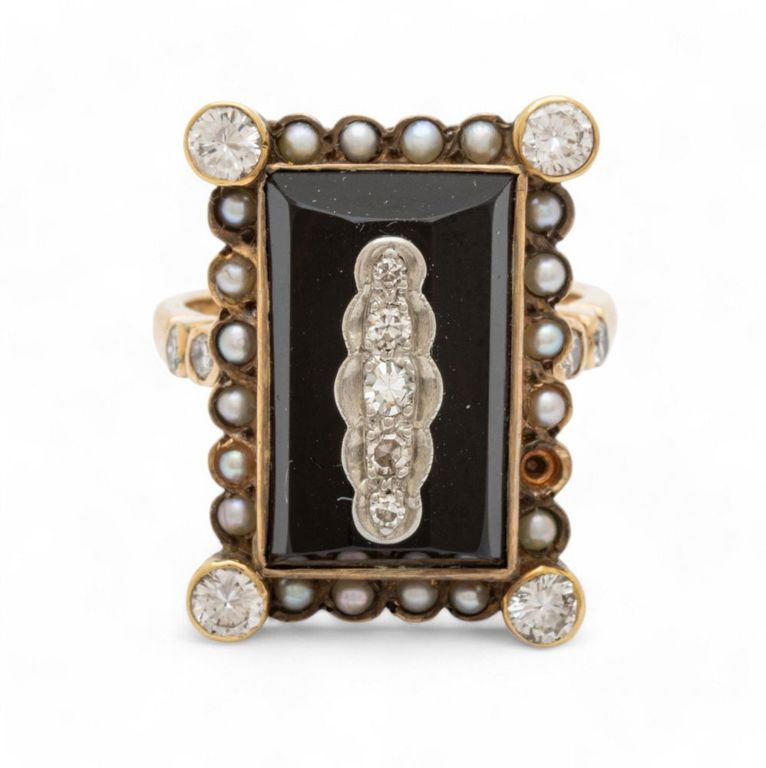 14k gold diamond onyx ring