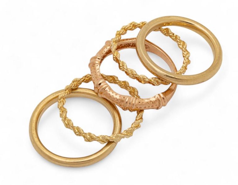 14k gold and rose gold ring set
