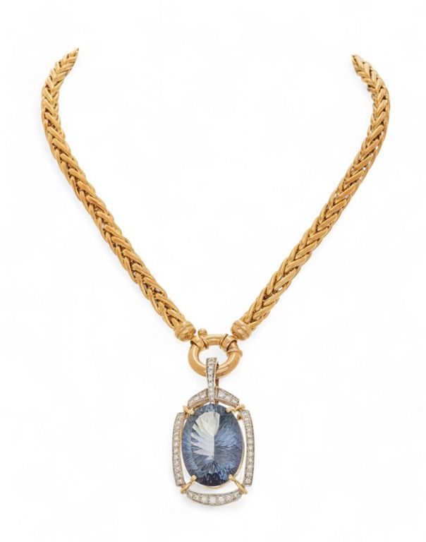 14k yellow gold topaz necklace