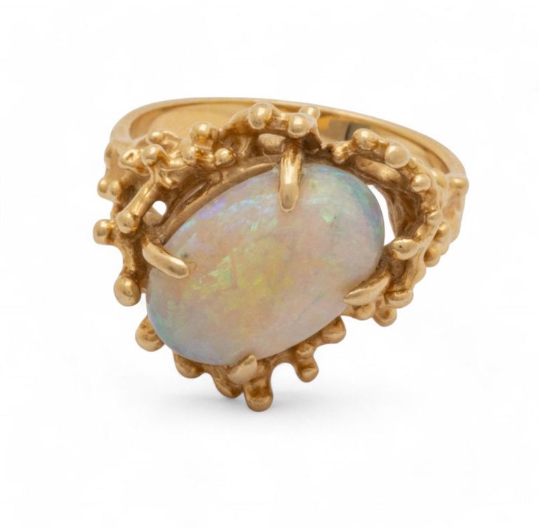 14k yellow gold opal ring