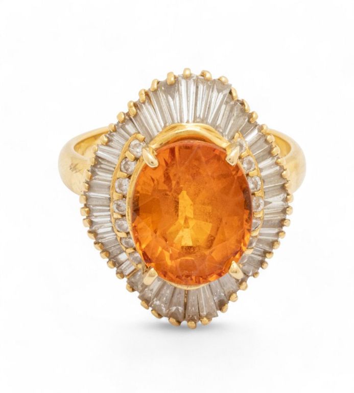 18k gold citrine diamond ring