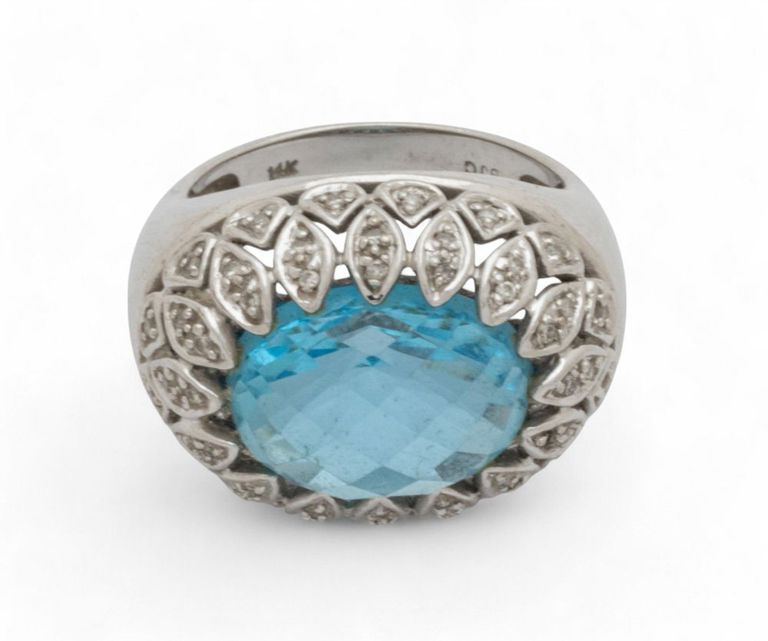 14k white gold topaz ring