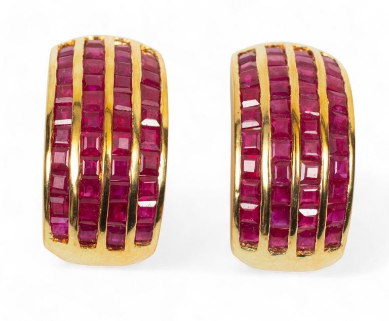 14k yellow gold ruby earrings