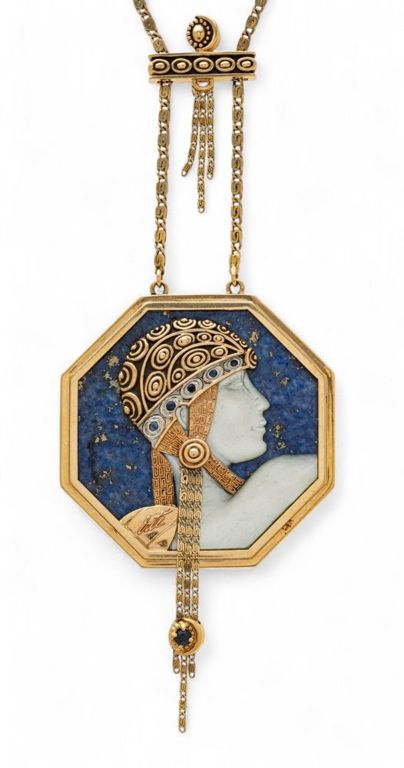 14k yellow gold lapis lazuli necklace