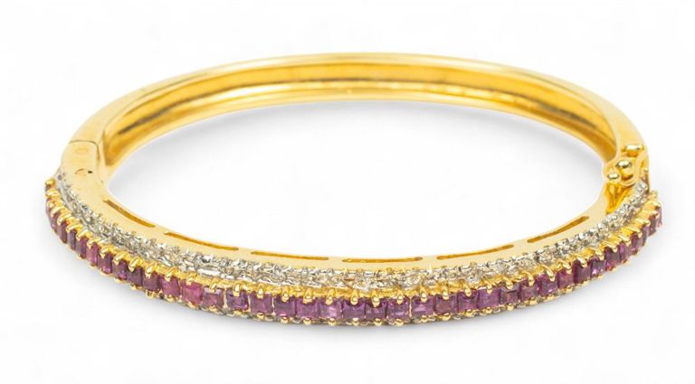 14k gold diamond garnet European bracelet