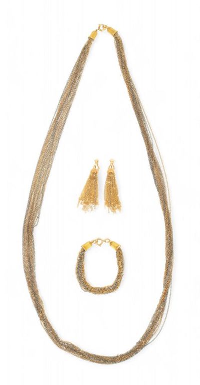 12k gold filled matching necklace, bracelet and earrings