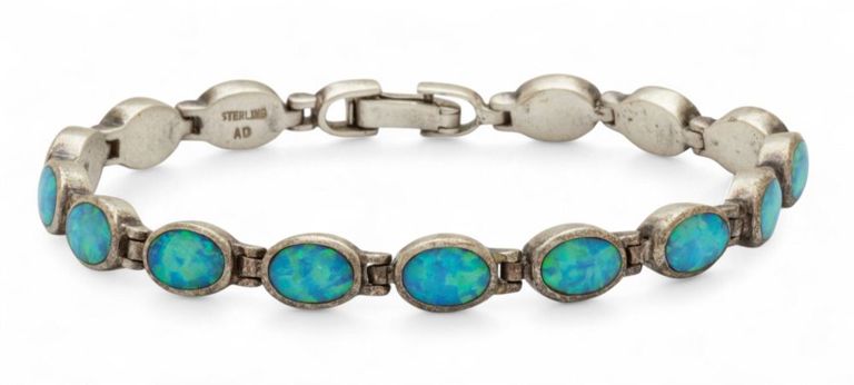 Sterling silver opal bracelet