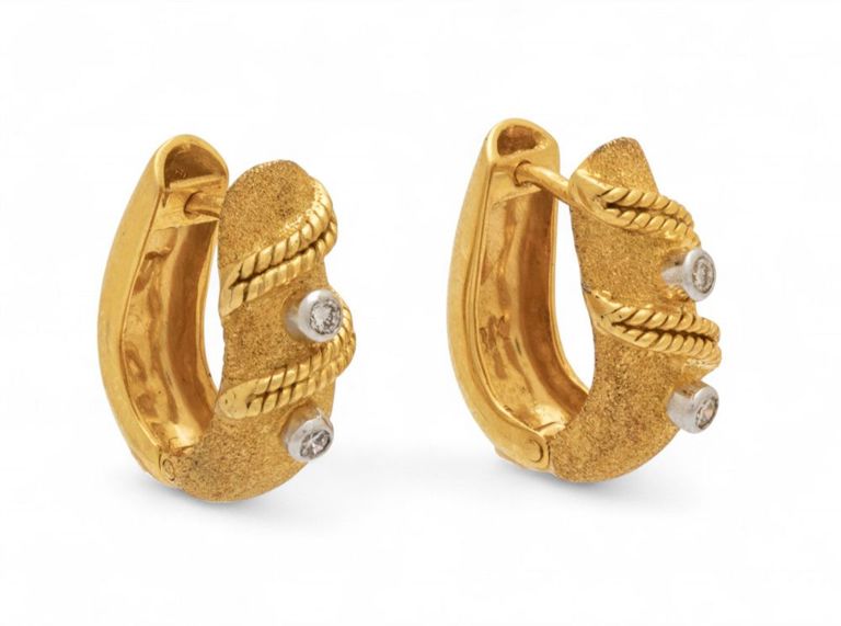 18k yellow gold diamond earrings