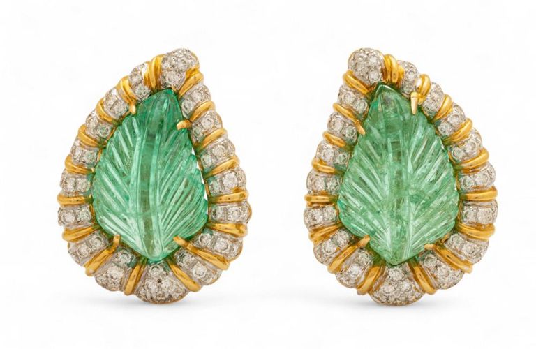 18k gold emerald earrings