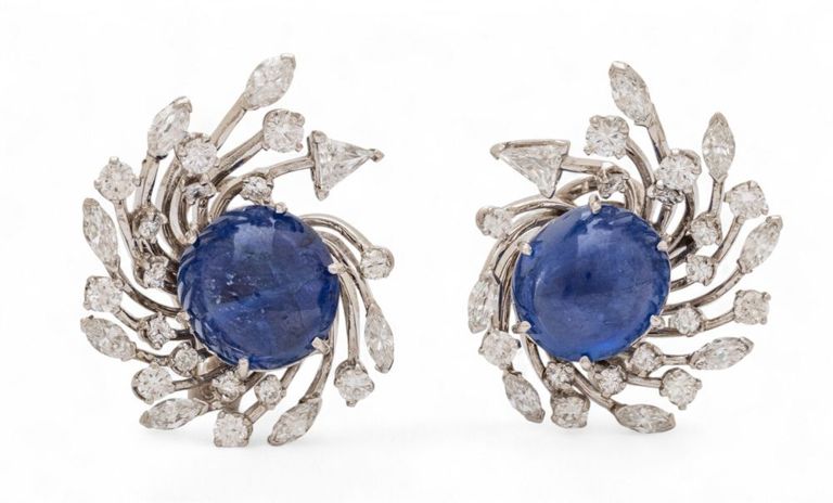 Sapphire diamond earclips