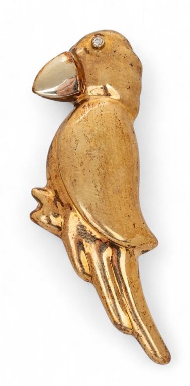 14k yellow gold diamond brooch