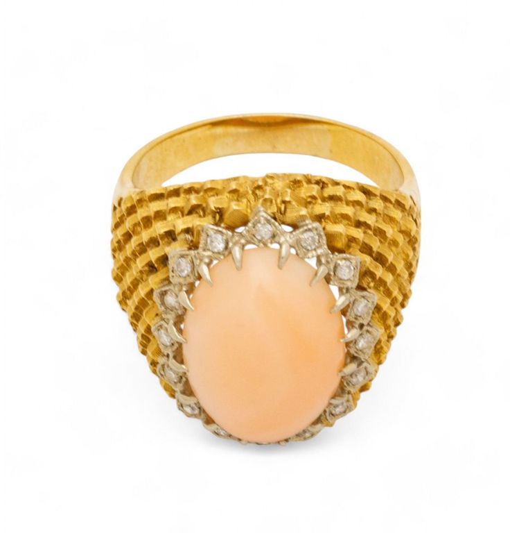 14k yellow gold coral ring