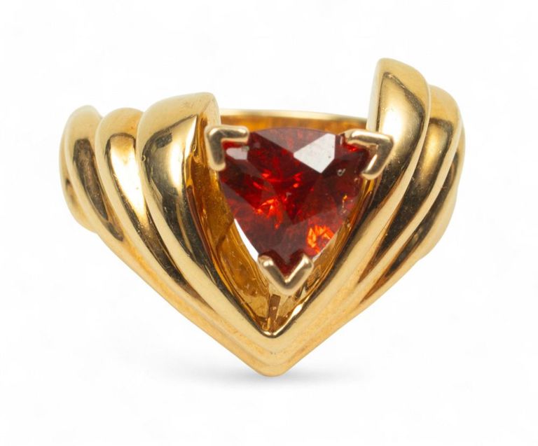 14k gold spessartite garnet ring