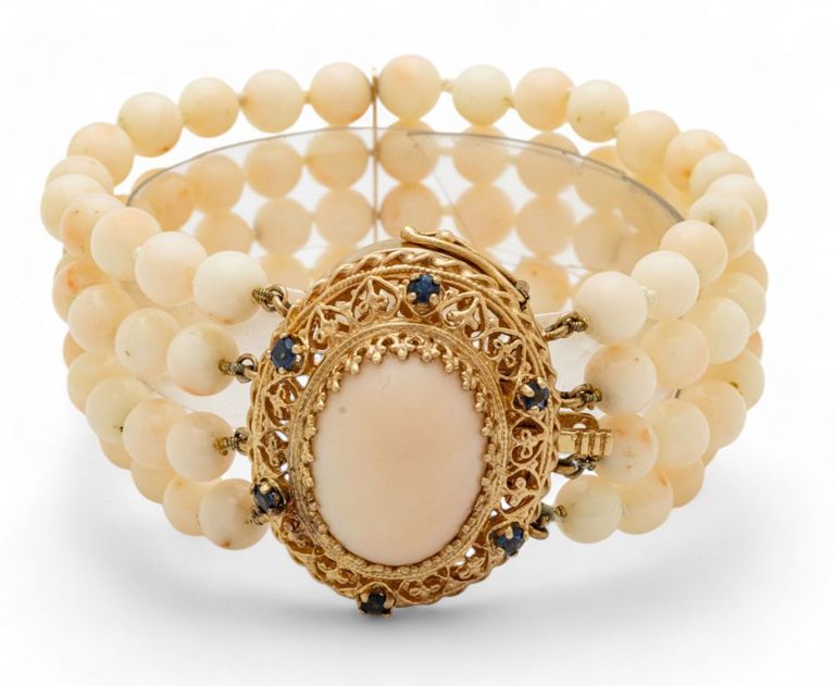 14k yellow gold coral bracelet