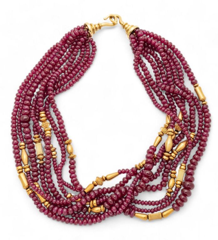 14k yellow gold ruby necklace