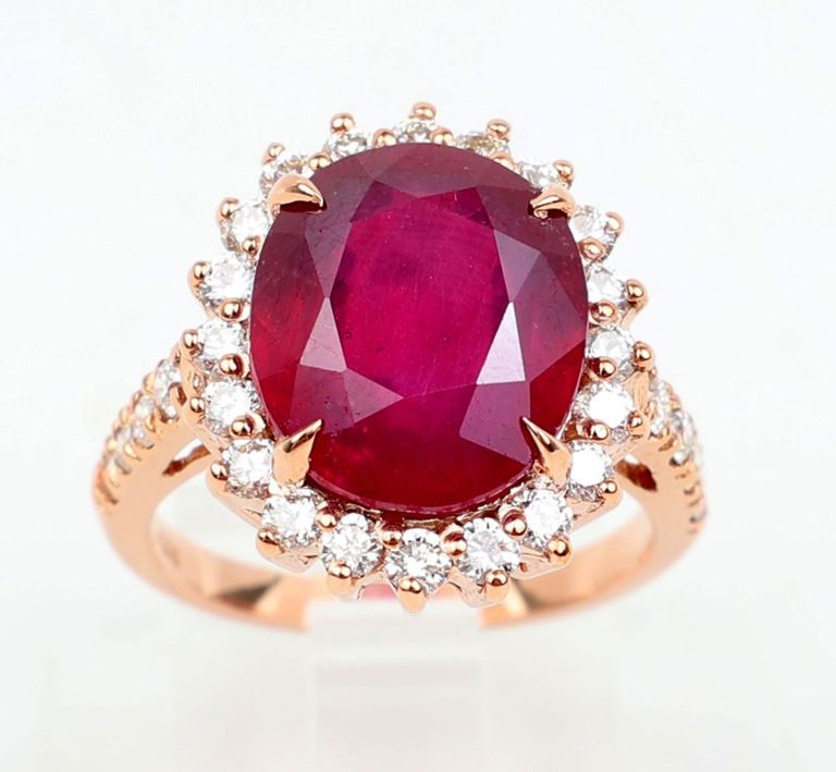 14k rose gold ruby and diamond ring