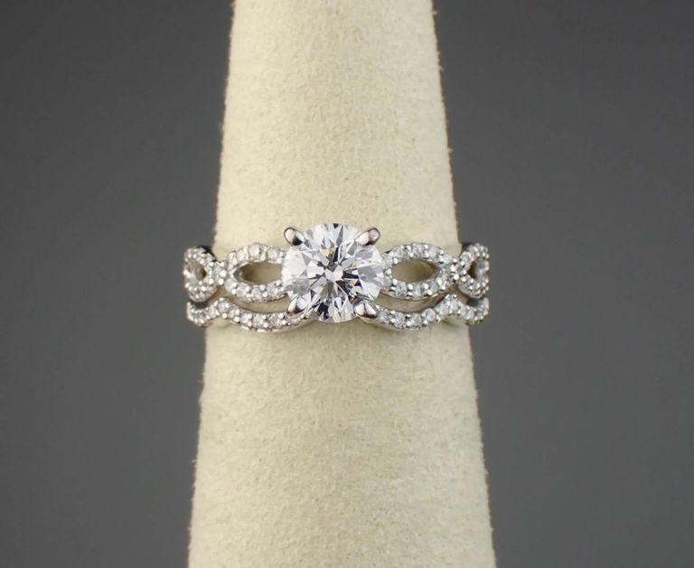 14k white gold diamond wedding set