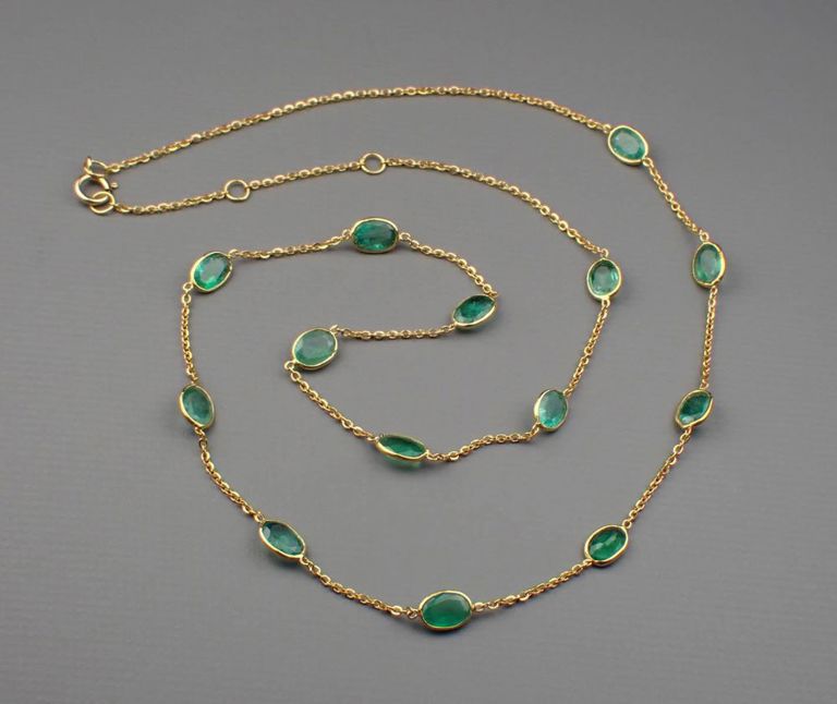 18k yellow gold emerald chain