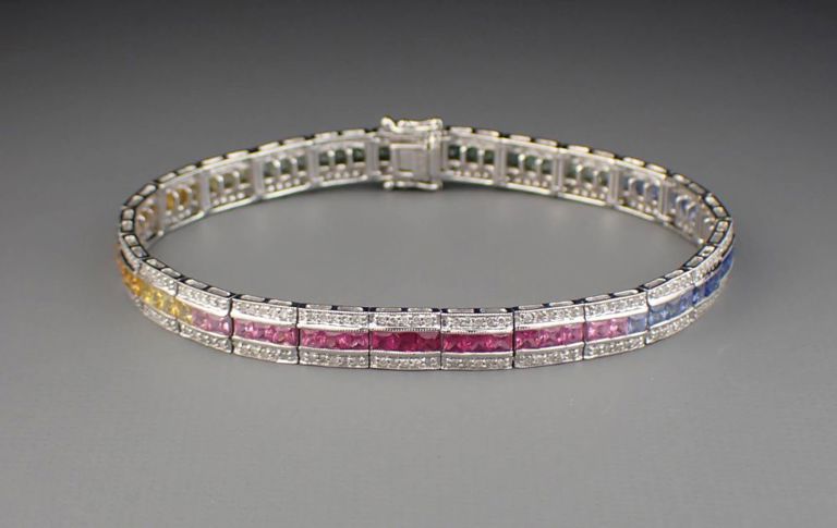 14k white gold sapphire bracelet
