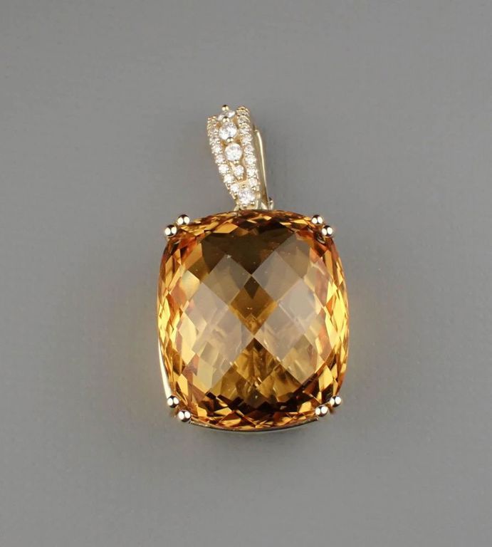 14k yellow gold citrine diamond pendant enhancer